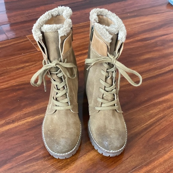 Vintage Foundry Co. Monaris Leather & Canvas Boot NWOB Size 7 Vintage Foundry Boots Size 7  NWOB